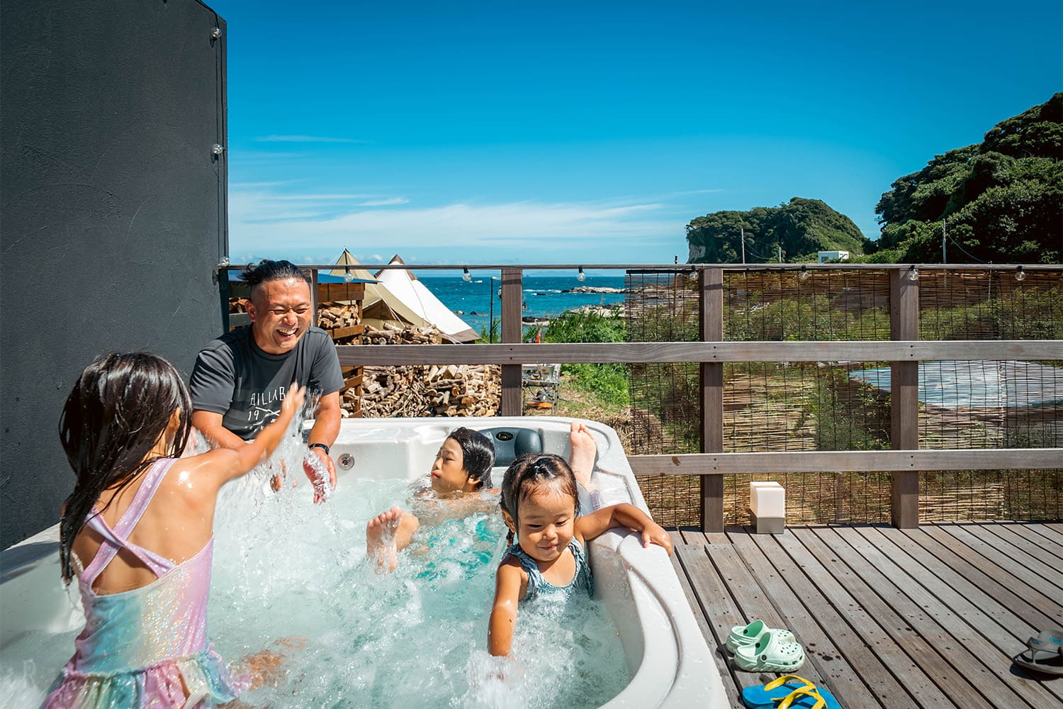 露天ジャグジーで癒される。